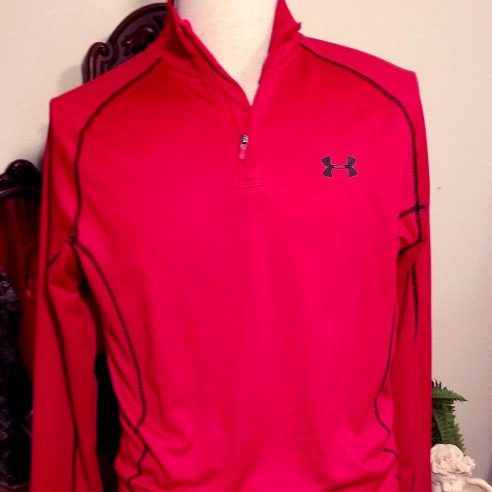 UNDER ARMOUR ColdGear Long Sleeve Red 1/4 Zip L